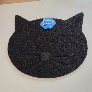 My Darling Pet Feeding Litter PVC Black Cat Cute Cat Shaped Mat